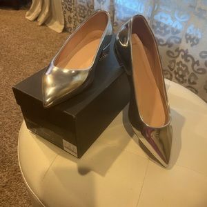 J Crew Pointy Toe Flat in Metallic